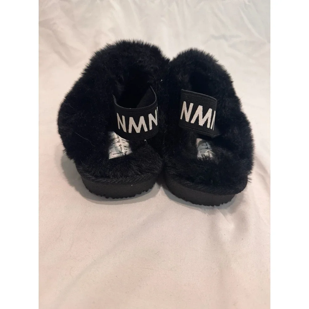 Nicole Miller - Slippers Faux Fur Elastic Strap NMNY - Black -‎ 10 - Kids